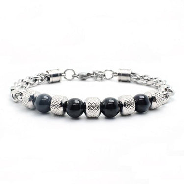Natural Obsidian/ Tiger eye & Titanium Steel EXEC STYLED Bracelet